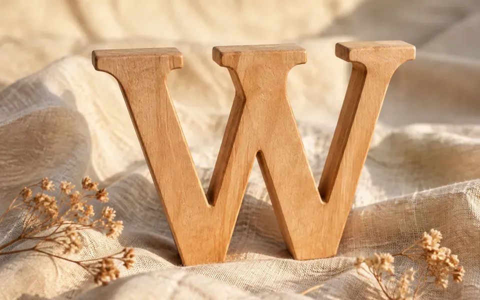 La lettre W, initiale du prénom Warda